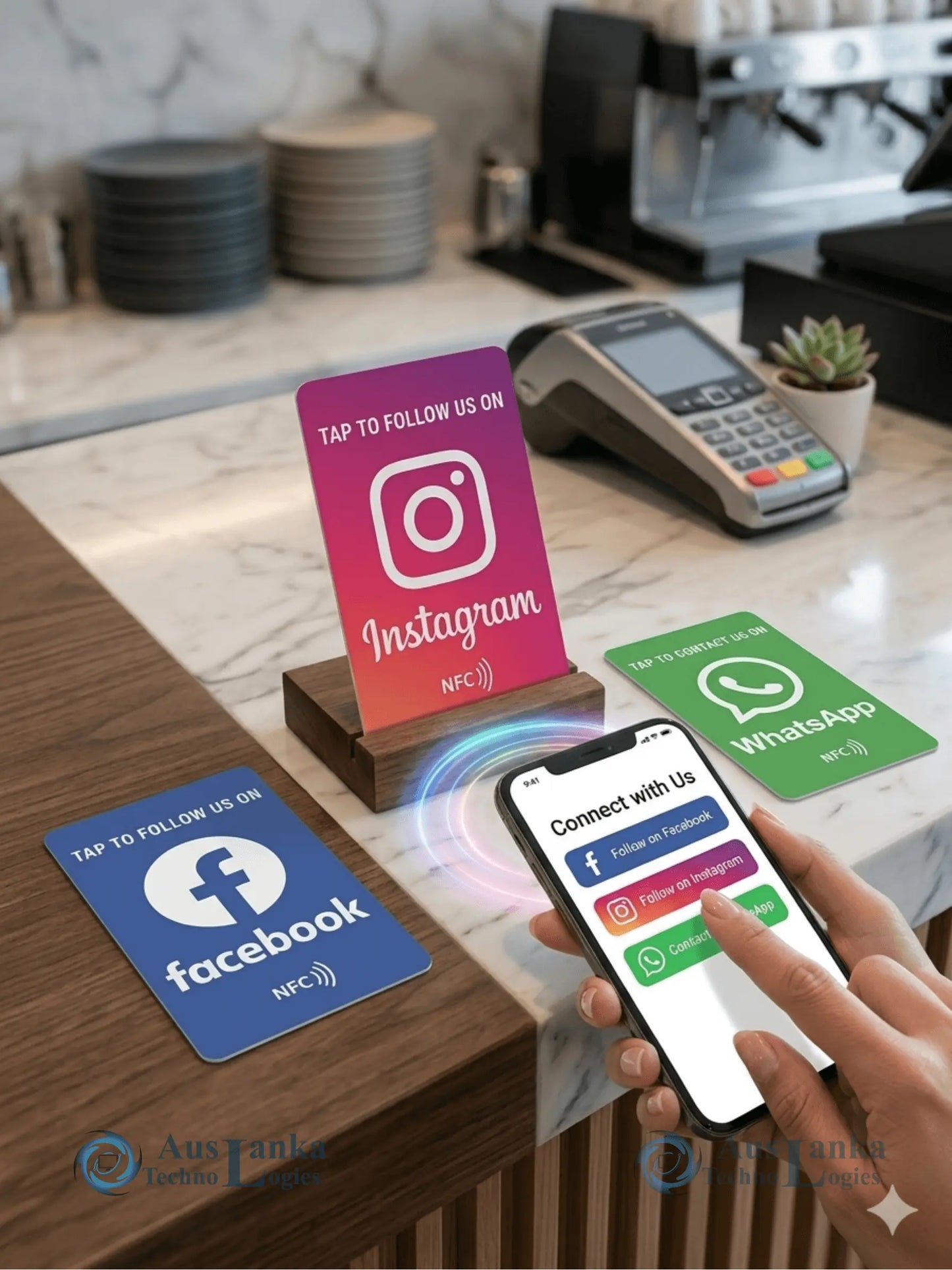 Smart NFC Tap-to-Follow Card | Facebook, Instagram & WhatsApp Business Connections All in One Printer